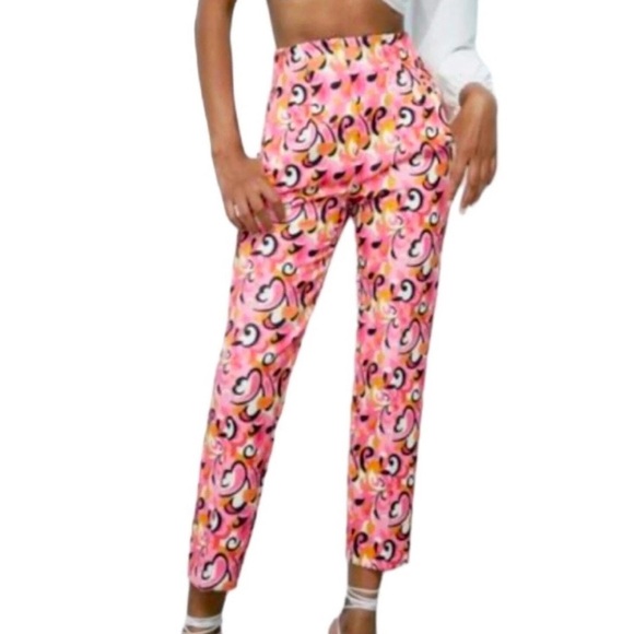 NWT ZARA Paisley Floral Straight Leg High Waist Pants 1478/935 Size Medium - Picture 2 of 5